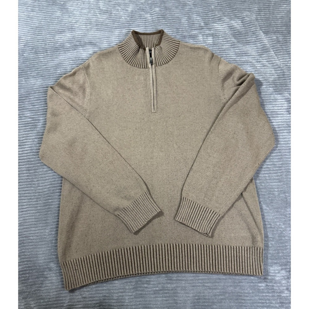 Structure Sweater Mens Size Xl Quarter Zip Mockneck Brown Neutral Chunky Knit